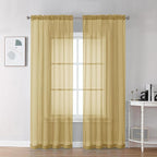 Chyhomenyc Gold Sheer Curtains 78 Inches Long 2 Panels Set by Chyhomenyc