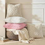 decorUhome Throw Pillow Covers 18x18 Inch Set of 2, Soft Plush Faux Wool Beige - Image 4