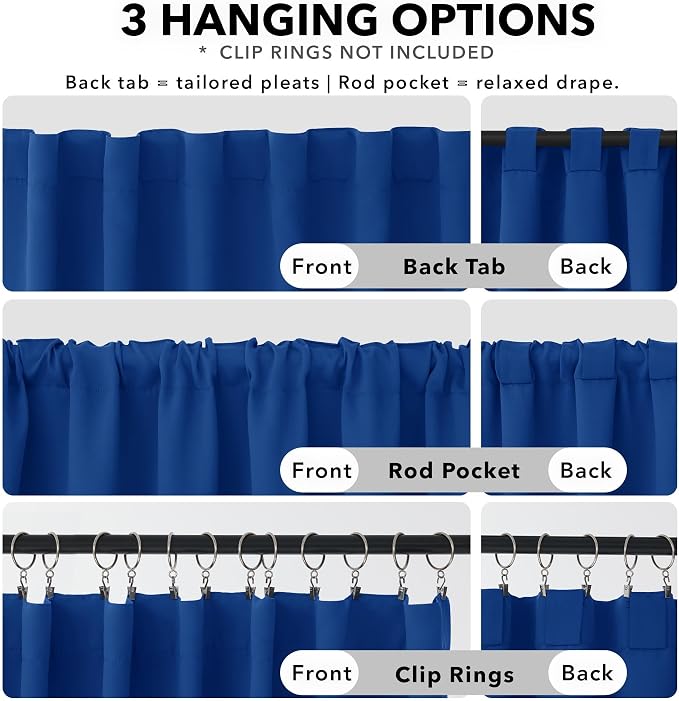 Deconovo Blackout Curtains Back Tab and Rod Pocket Thermal Insulated Room - Image 2