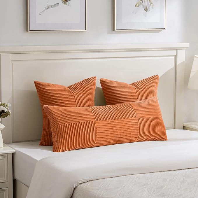 Fancy Homi 2 Packs Burnt Orange Decorative Throw Pillow Covers 22x22 Inch - Image 5