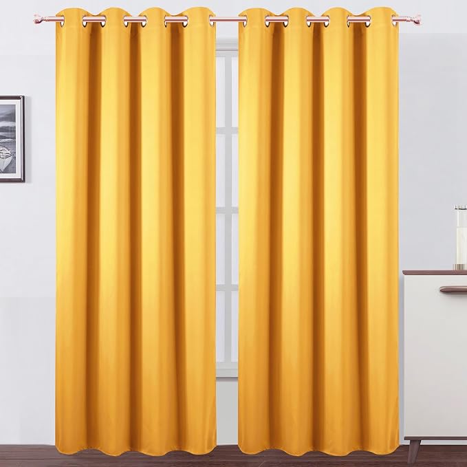 LEMOMO Blackout Curtains 52 x 120 Inch Long Yellow Curtains Set of 2 Panels by Lemomo