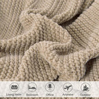 lifein Throw Blanket for Couch, Soft Boho Decor Bed Throw, Cozy Beige Knitted - Image 5