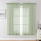 Chyhomenyc Light Green Sheer Curtains 63 Inches Long 2 Panels Set- Light by Chyhomenyc