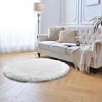 duduta White Faux Sheepskin Round Rug 4x4 ft, Fluffy Shag Fur Bedroom Nursery - Image 7