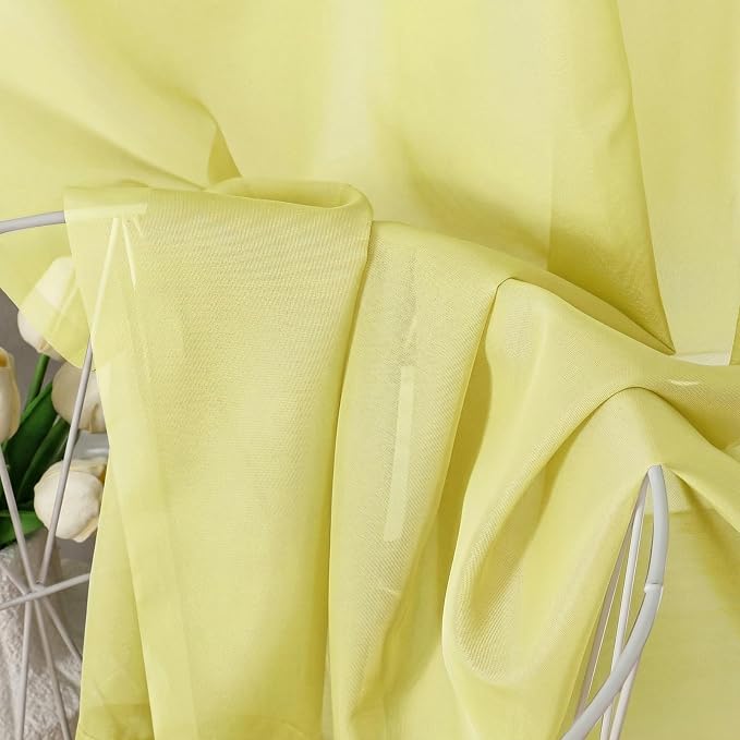 Aiyufeng Lemon Sheer Curtains 63 Inch Length 2 Panels Set - Image 3