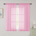 Sheer Pink Curtains for Bedroom Living Room 54 Inch Length 2 Panels Set by WelvetBLK