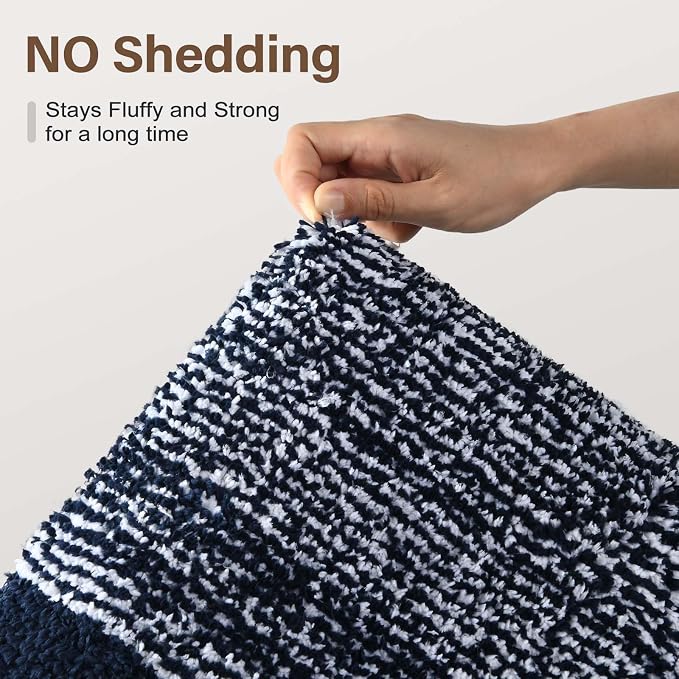 Bathroom Rugs 24x17 Non Slip Washable, Dark Blue Bath Mat - Image 8