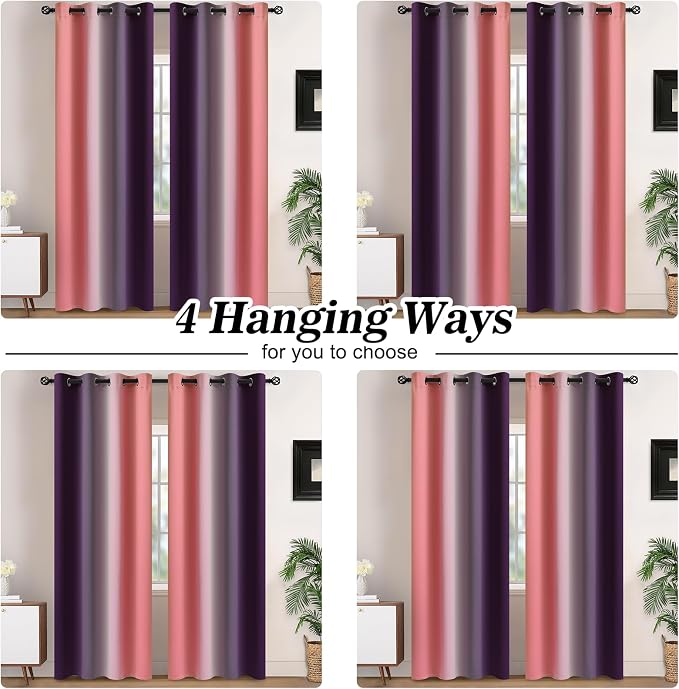 Yakamok Blackout Ombre Dark Pink and Dark Purple Curtains-Gradient Room - Image 2