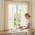 jinchan Evelyn Embroidered Linen Curtains 63 inch Floral Curtains - Image 7