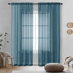 OVZME 2 Pieces Dusty Blue Sheer Curtains 84 inches Long-Lightweight Soft Window by OVZME