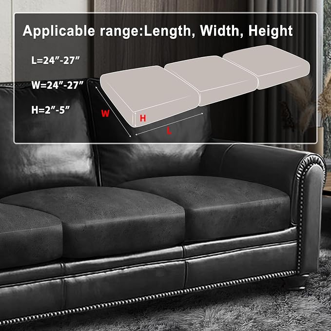 Leather Look Couch Cushion Covers Sofa Seat Slipcovers Sets Couches Furniture - Image 3