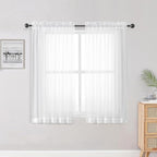 OWENIE Sheer White Curtains 84 Inch Length 2 Panels Set by OWENIE