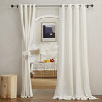 NICETOWN Semi Sheer Linen Curtains 95 inch Length 2 Panels, Grommet Open Linen by NICETOWN