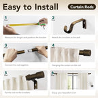 IFELS Heavy Duty Curtain Rods for Windows 48 to 84 Inch, 1 Inch Bronze Curtain - Image 6