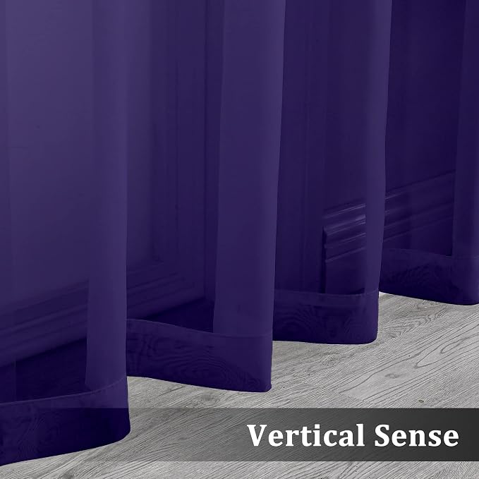 OVZME Purple Sheer Curtains 84 Inches Long 2 Panels, Light Filtering Window - Image 5