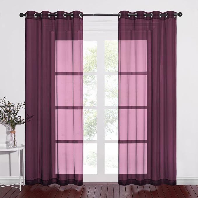 NICETOWN Voile Red Sheer Curtains 84 Inches Long, Grommet Airy & Lightweight by NICETOWN