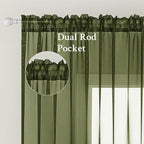 MIULEE 2 Panels Solid Color Sheer Window Curtains Elegant Window Voile - Image 2