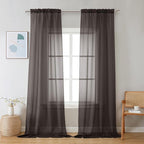 Chyhomenyc Sheer Chocolate Brown Curtains 90 inches Long 2 Panels, Light by Chyhomenyc