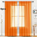 SpaceDresser Orange Sheer Curtains 4 Panels Rod Pocket Semi-Sheer Curtain 90 - Image 2