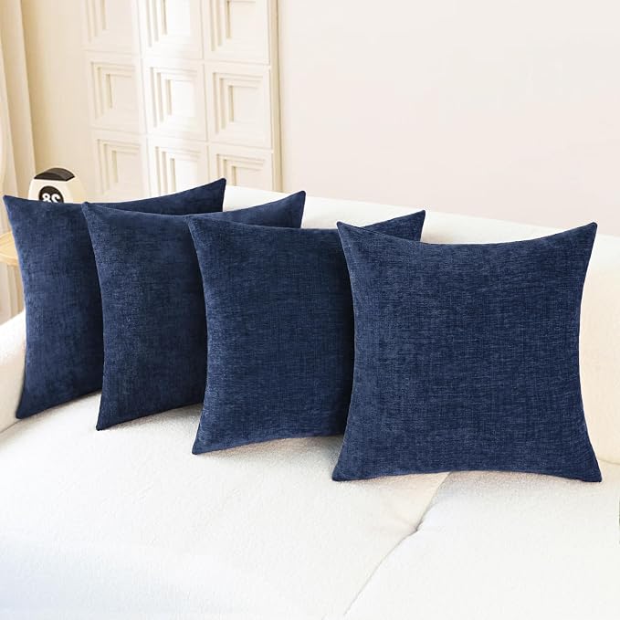 CaliTime Throw Pillow Covers Decorative 18 X 18 Inches Pack of 4 Cozy Chenille by CaliTime