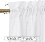 RYB HOME Semi Sheer Curtain Valance Window Topper, Textured Linen Sheer Kitchen - Image 4
