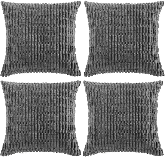 Fancy Homi 4 Packs Dark Grey Decorative Throw Pillow Covers 22x22 Inch by Fancy+Homi