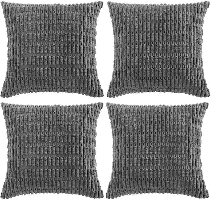 Fancy Homi 4 Packs Dark Grey Decorative Throw Pillow Covers 24x24 Inch by Fancy+Homi