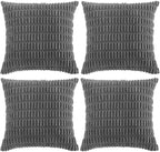 Fancy Homi 4 Packs Dark Grey Decorative Throw Pillow Covers 16x16 Inch by Fancy+Homi