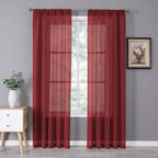 Tollpiz Sheer Curtains Bedroom Linen Textured Curtain Sheers Light Filtering by Tollpiz