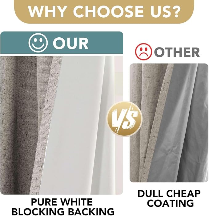 H.VERSAILTEX Blackout Drapes Linen Blackout Curtains 84 inch Length 2 Panels Set - Image 3