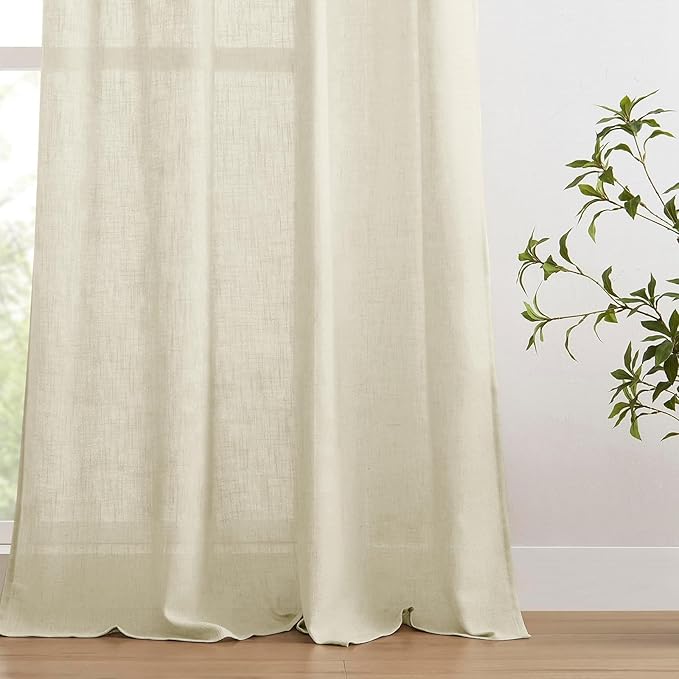 Joydeco Linen Curtains 84 Inch Length 2 Panels Set, Light Filtering Curtains - Image 4