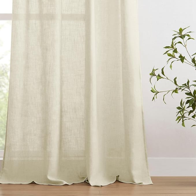 Joydeco Linen Curtains 90 Inch Length 2 Panels Set - Image 4