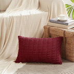 Fancy Homi 4 Packs Burgundy Decorative Throw Pillow Covers 12x20 Inch - Image 2