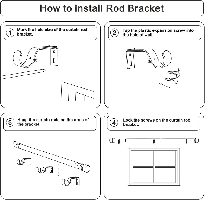 Byondeth Curtain Rods for Windows 16 to 120 Inches Adjustable Length 1 Inch - Image 8