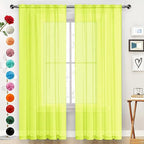 SpaceDresser Basic Rod Pocket Sheer Voile Window Curtain Panels Chartreuse 1 by SpaceDresser