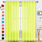 SpaceDresser Basic Rod Pocket Sheer Voile Window Curtain Panels Chartreuse 1 by SpaceDresser