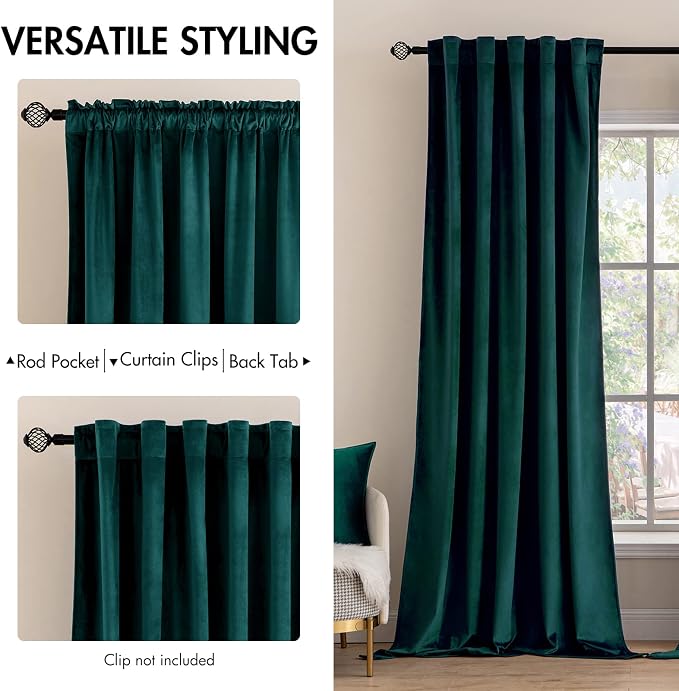 MIULEE Velvet Curtains 108 inches Long 2 Panels - Image 2