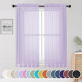 OWENIE Light Purple Sheer Curtains 63 inch Length 2 Panels Set, Rod Pocket by OWENIE