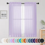 OWENIE Light Purple Sheer Curtains 63 inch Length 2 Panels Set, Rod Pocket by OWENIE