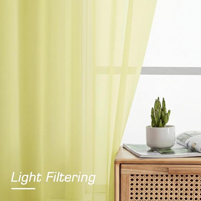 OWENIE Sheer Curtains 72 Inches Long 2 Panels Set, Modern Light Filtering Sheer - Image 2