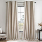 Topfinel 95 Inch Curtains Linen Blackout Curtains 2 Panel Set 100% Blackout by Topfinel