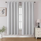 CUCRAF Grayish White Blackout Curtains 63 inch Length 2 Panels Set, Rod Pocket by CUCRAF