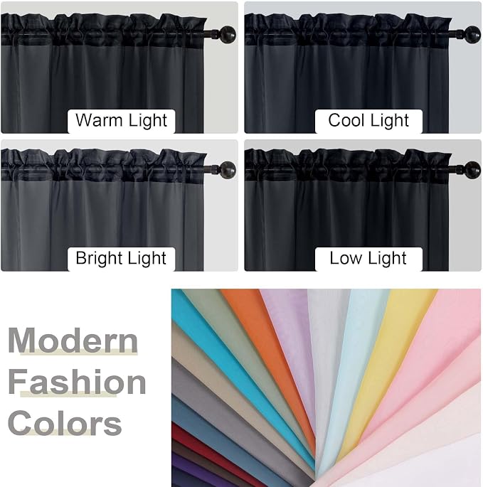 Black Sheer Curtain for Bedroom Living Room 72 Inches Long 2 Panels Set - Image 7