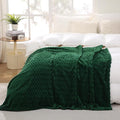 Puncuntex Dark Green Throw Blanket 108"×90" inches Fuzzy 3D Jacquard Decorative by Puncuntex