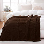 Puncuntex Brown Throw Blanket 108"×90" inches Fuzzy 3D Jacquard Decorative - Image 3