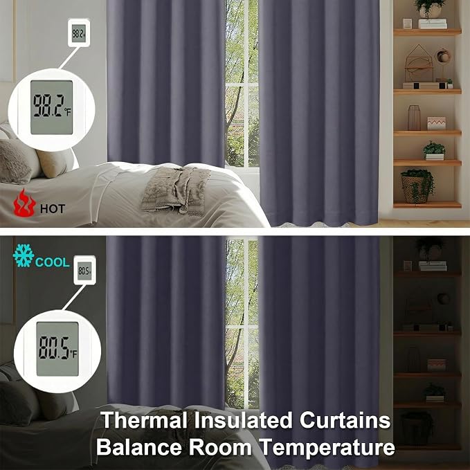 Simplebrand Ava Greyish Purple Short 36 Inches Blackout Curtain 2 Panels Set - Image 6