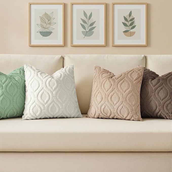decorUhome Throw Pillow Covers 24x24 Inch Set of 2, Soft Plush Faux WoolSage - Image 4