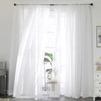 OWENIE Sheer Curtains 84 Inches Long 2 Panels Set, Sheer White Curtains by OWENIE