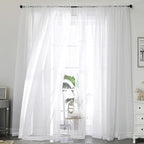OWENIE Sheer White Curtains 108 Inches Long by OWENIE