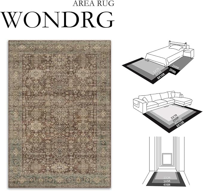5x7 Washable Area Rug for Living Room Bedroom Vintage Rust Red Soft Low Pile - Image 2